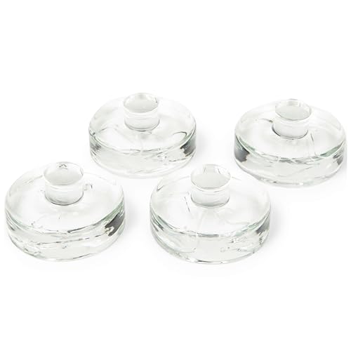 Nourished Essentials - Set of 4 Heavy Glass Fermentation Weights Lids - Grooved Handles - Canning Supplies - for Pickling & Canning - Fits Wide Mouth Mason Jars
