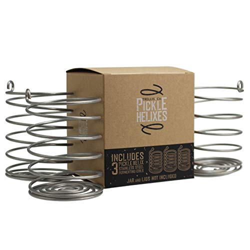 Trellis + Co. Stainless Steel PickleHelix Coils, Fermentation Weights | 3 Pack | For Wide Mouth Mason Jar Fermenting | Best Way To Hold Vegetables Under Water For Fermentation