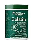 Great Lakes Wellness Beef Gelatin Powder for Culinary Needs - Perfect for Gummies, Marshmallows, Desserts and more - Unflavored - Grass-Fed, Kosher, Keto, Non-GMO 16 oz