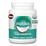 Nutiva Organic Coconut Oil 78 fl oz, Cold-Pressed, Unrefined Cooking Oil, Natural Hair Oil, Skin Oil, Massage Oil and, Non-GMO, USDA Organic, Extra Virgin Coconut Oil (Aceite de Coco)