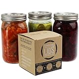 Trellis + Co. 316 Stainless Steel Fermentation Lids | 3 Silicone Waterless Fermenter Airlock Lids | Easy Lacto Fermenting Wide Mouth Mason Jar Canning Lids | Free Recipe eBook Included