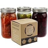 Trellis + Co. 316 Stainless Steel Fermentation Lids | 3 Silicone Waterless Fermenter Airlock Lids | Easy Lacto Fermenting Wide Mouth Mason Jar Canning Lids | Free Recipe eBook Included