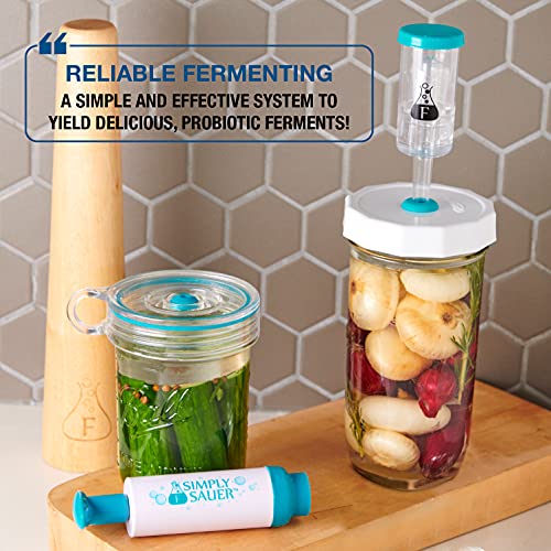 Fermentology Sauer System Fermentation Airlocks – Lids, Grommets, Gaskets, Stoppers – for Wide Mouth Mason Jars – 4 Pack