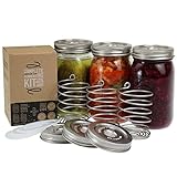 Trellis + Co. Stainless Steel Fermentation Jar Kit | 3 Waterless Fermenter Airlock Lids & 3 Pickle Helix Fermentation Weights, For Wide Mouth Mason Jars | Recipe eBook Included With Fermenting Kit